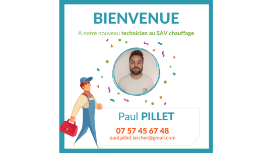 Souhaitons la bienvenue à Paul PILLET !