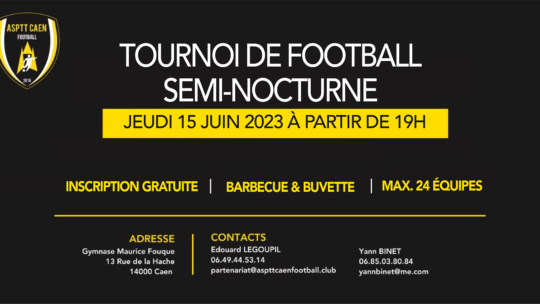 Rappel Tournois FOOTBALL SEMI-NOCTURNE de l’ASPTT | LARCHER